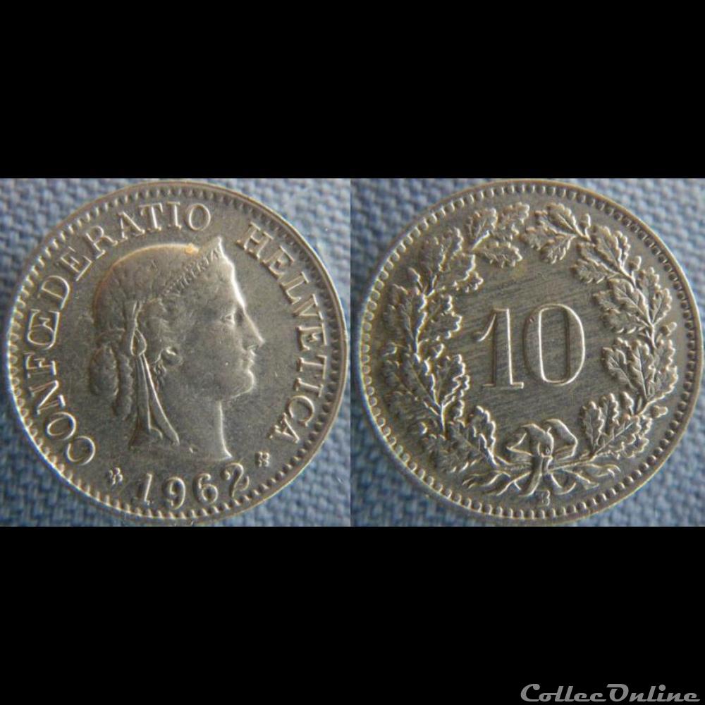 10 Rappen 1962 B - Moedas - Mundo - Suíça - Metal Copper-Nickel