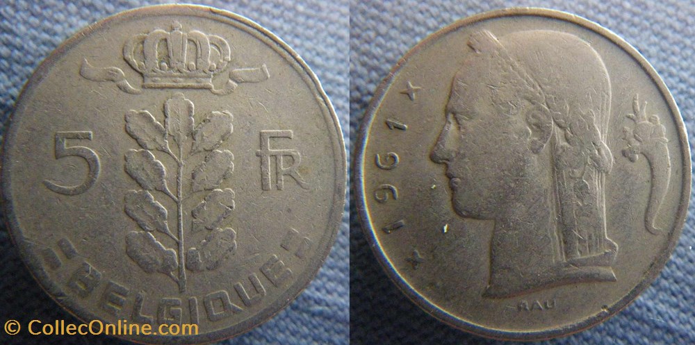 monnaies monde belgique 5 francs 1961 fr