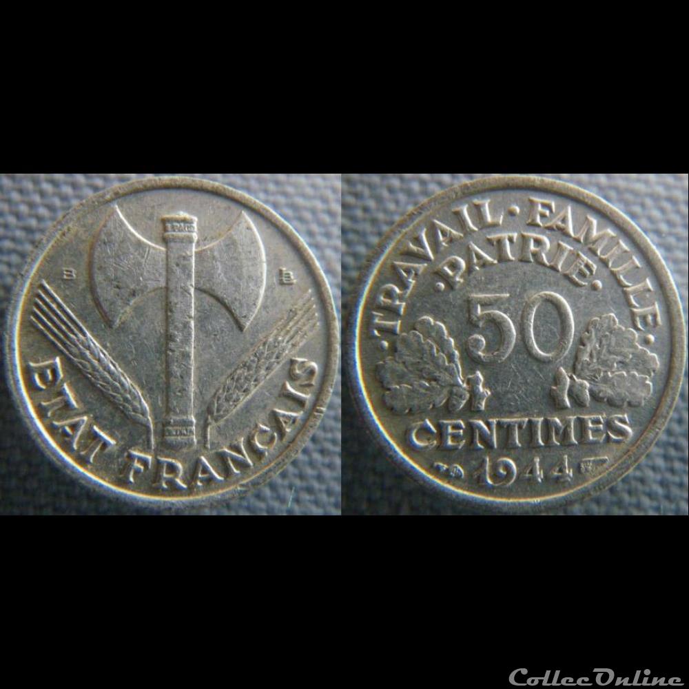 50 centimes 1944 B monnaie france moderne 50 centimes 1944 b