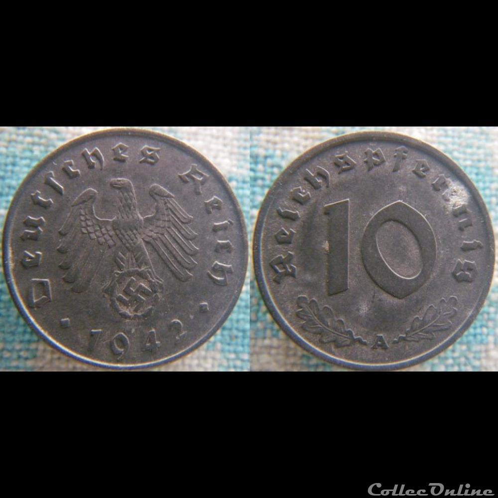 10 Reichspfennig 1942 A monnaie monde allemagne 10 reichspfennig 1942 a