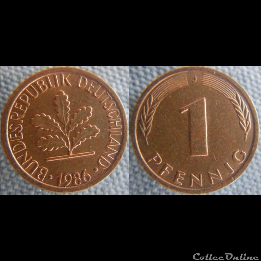 1 pfennig 1986 J monnaie monde allemagne 1 pfennig 1986 j