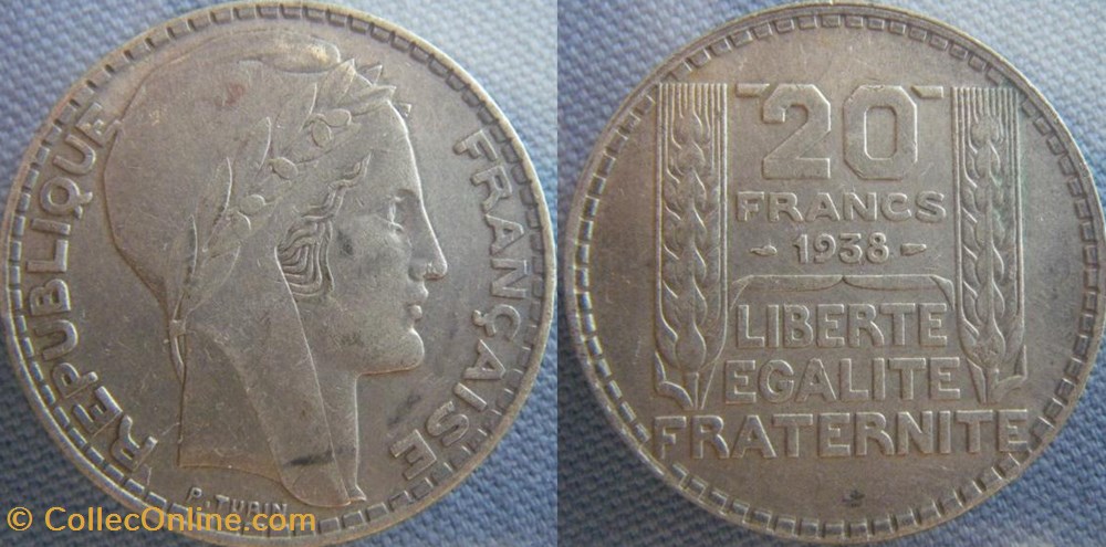 monnaie france moderne 20 francs 1938