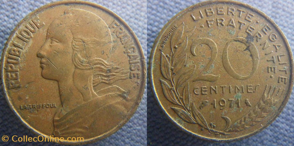 20 Centimes 1971 monnaies france a modernes 20 centimes 1971