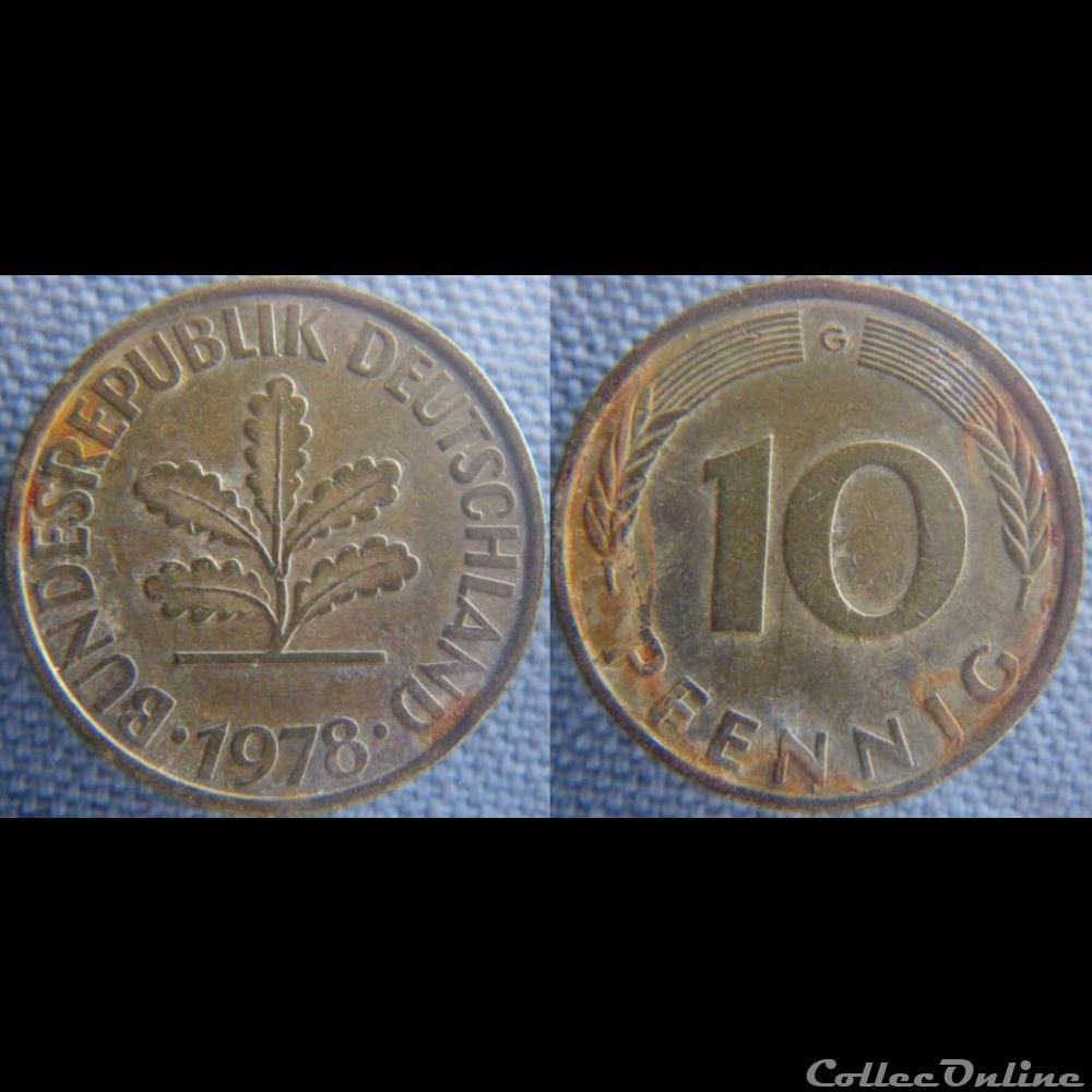 10 Pfennig 1978 G monnaie monde allemagne 10 pfennig 1978 g