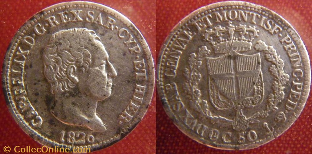 monnaie monde italie 50 centesimi 1826 turin