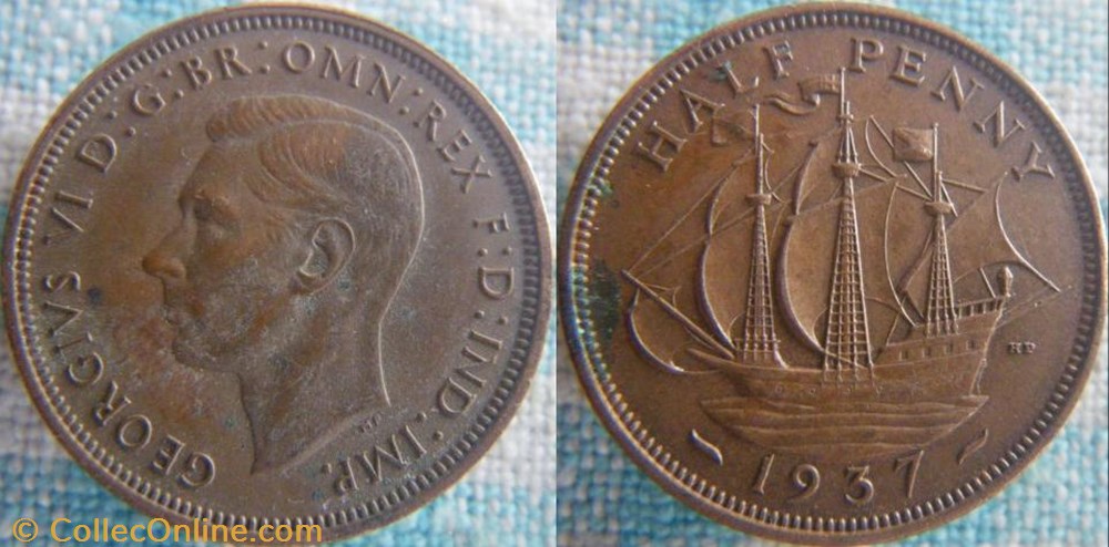 1/2 Penny 1937 monnaie monde royaume uni 1 2 penny 1937