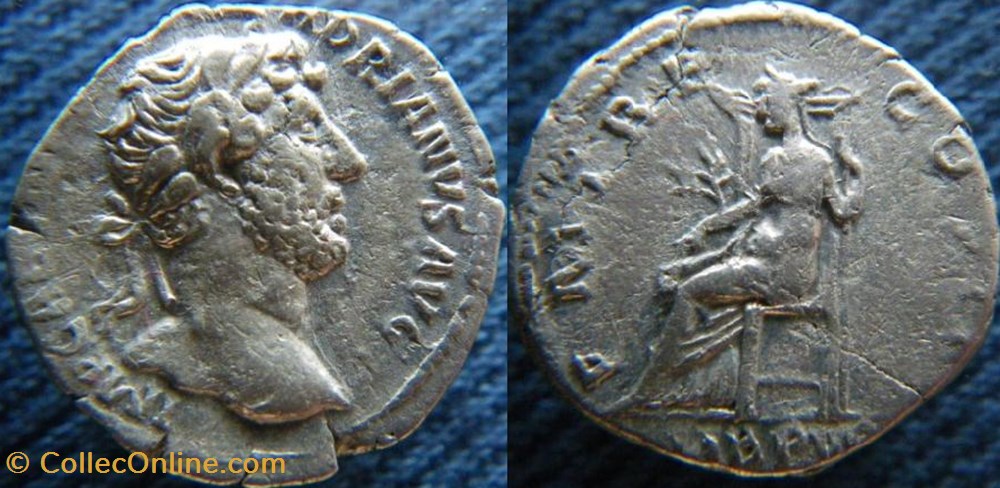 Hadrien denier monnaies antiquite av jc ap romaines republicaines imperiales hadrien denier
