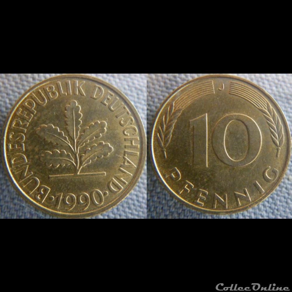 10 Pfennig 1990 J monnaie monde allemagne 10 pfennig 1990 j