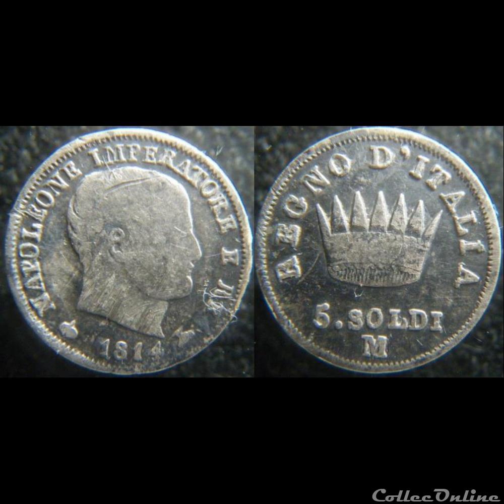 5 soldi 1814 M monnaie monde italie 5 soldi 1814 m