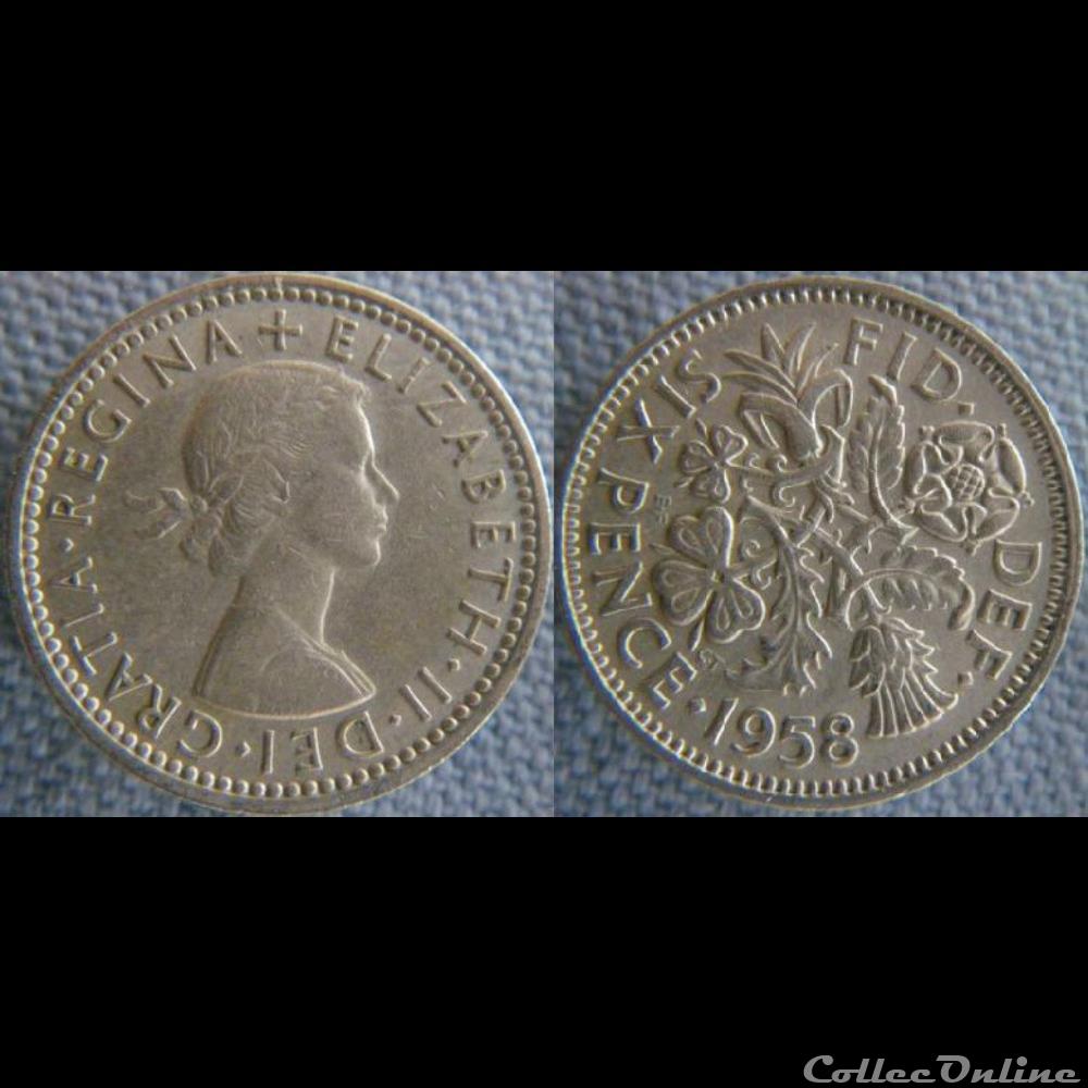 6 Pence 1958 monnaie monde royaume uni 6 pence 1958