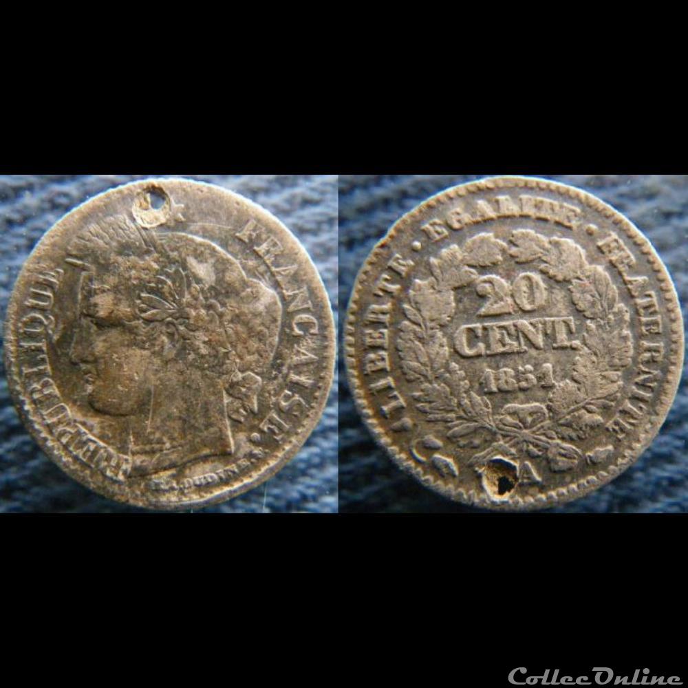 20 Centimes 1851 A monnaie france moderne 20 centimes 1851 a