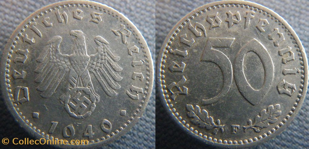 50 Reichspfennig 1940 F monnaie monde allemagne 50 reichspfennig 1940 f