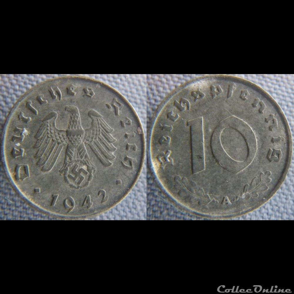 monnaie monde allemagne 10 reichspfennig 1942 a