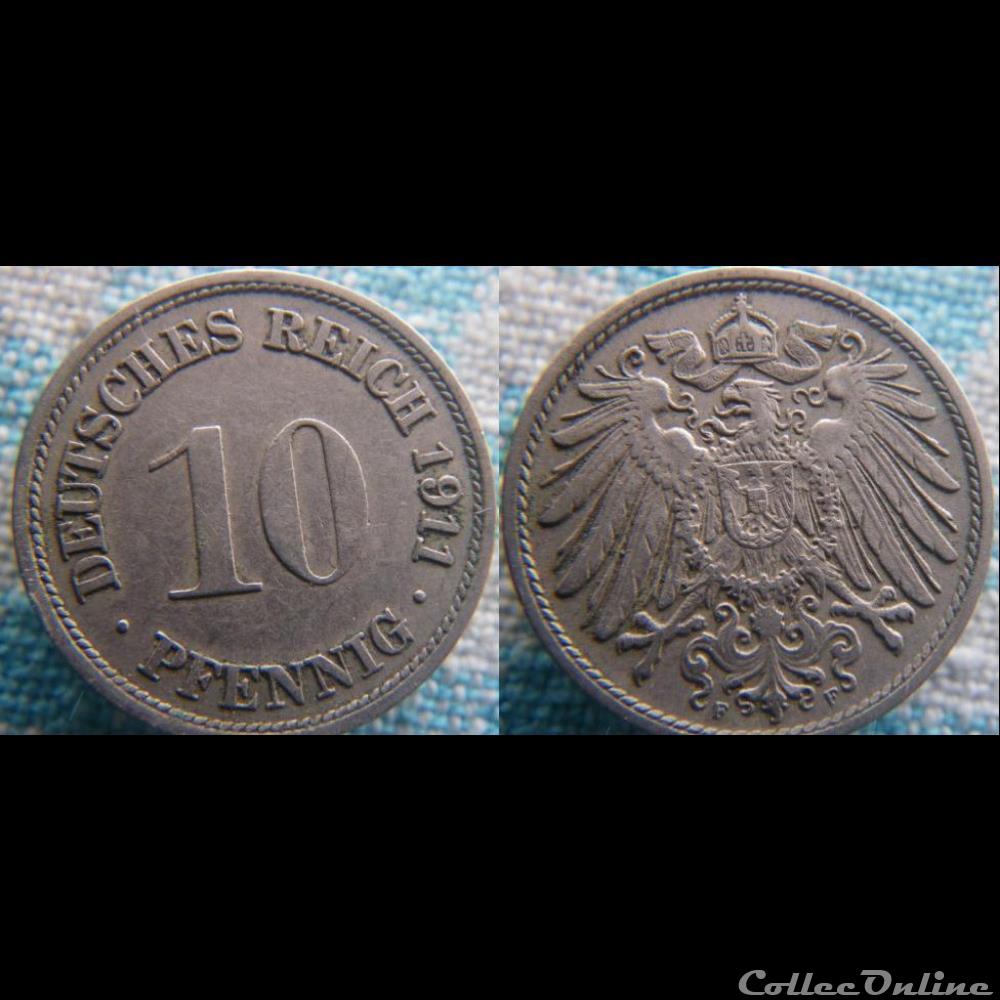10 pfennig 1911 F monnaie monde allemagne 10 pfennig 1911 f