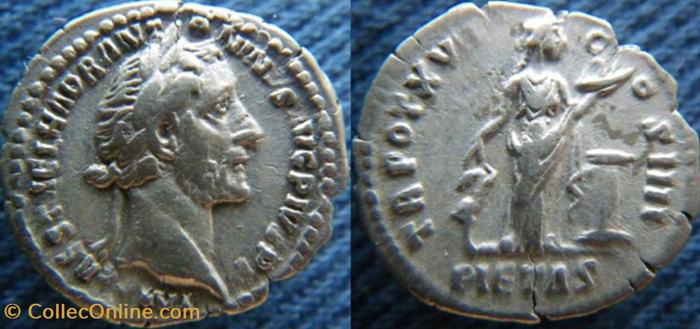 Antonin le Pieux denier monnaies antiquite av jc ap romaines republicaines imperiales antonin le pieux denier