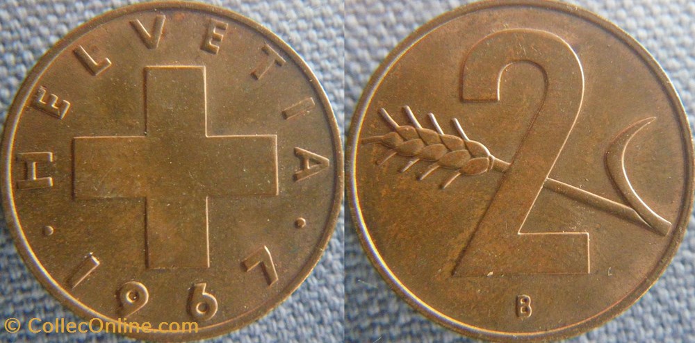 2 Rappen 1967 B monnaie monde suisse 2 rappen 1967 b