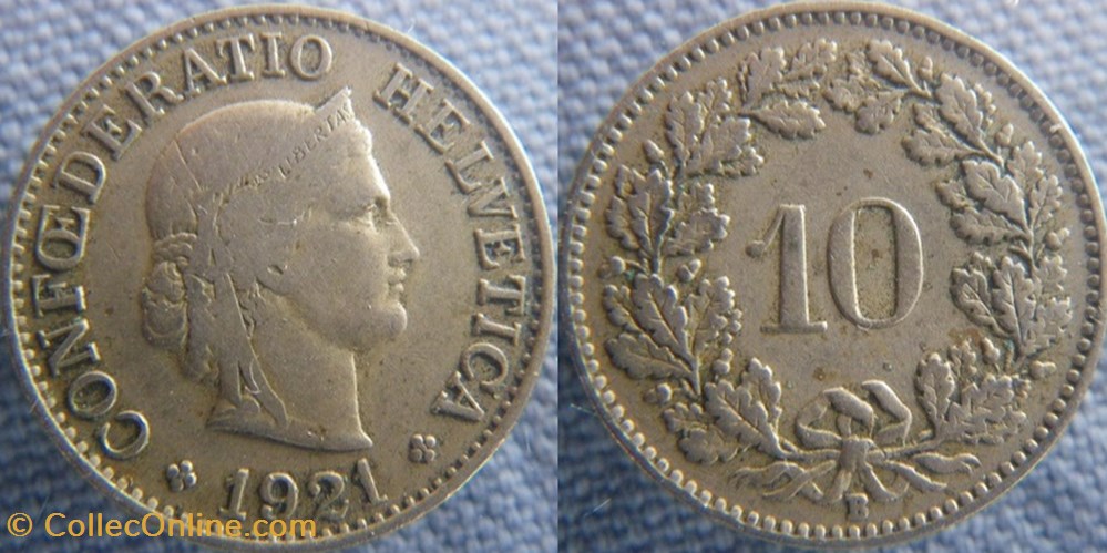 10 Rappen 1921 B monnaie monde suisse 10 rappen 1921 b
