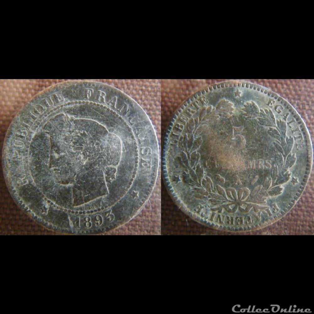 5 Centimes 1893 A monnaie france moderne 5 centimes 1893 a