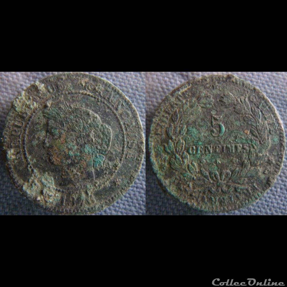 5 Centimes 1876 K monnaie france moderne 5 centimes 1876 k