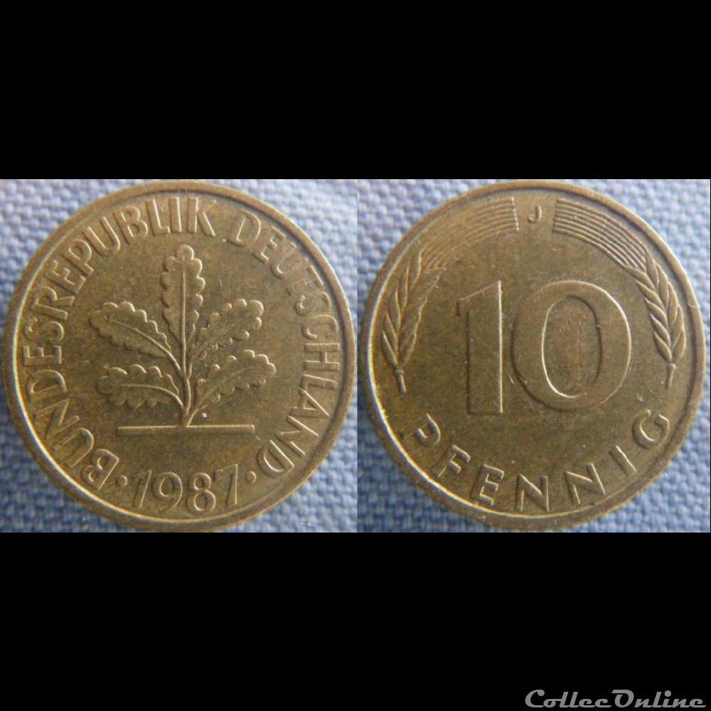 10 Pfennig 1987 J monnaie monde allemagne 10 pfennig 1987 j