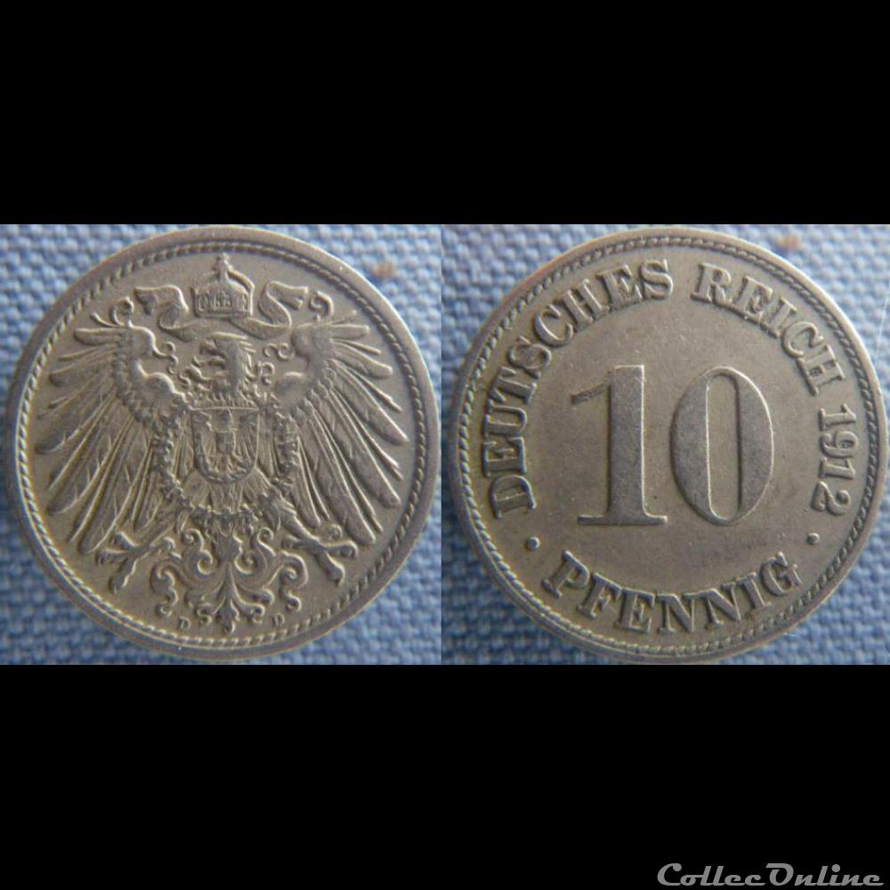 10 pfennig 1912 D monnaie monde allemagne 10 pfennig 1912 d