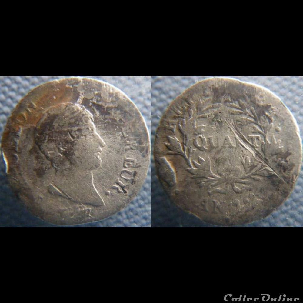 Quart de Franc An 12 I monnaie france moderne quart de franc an 12 i