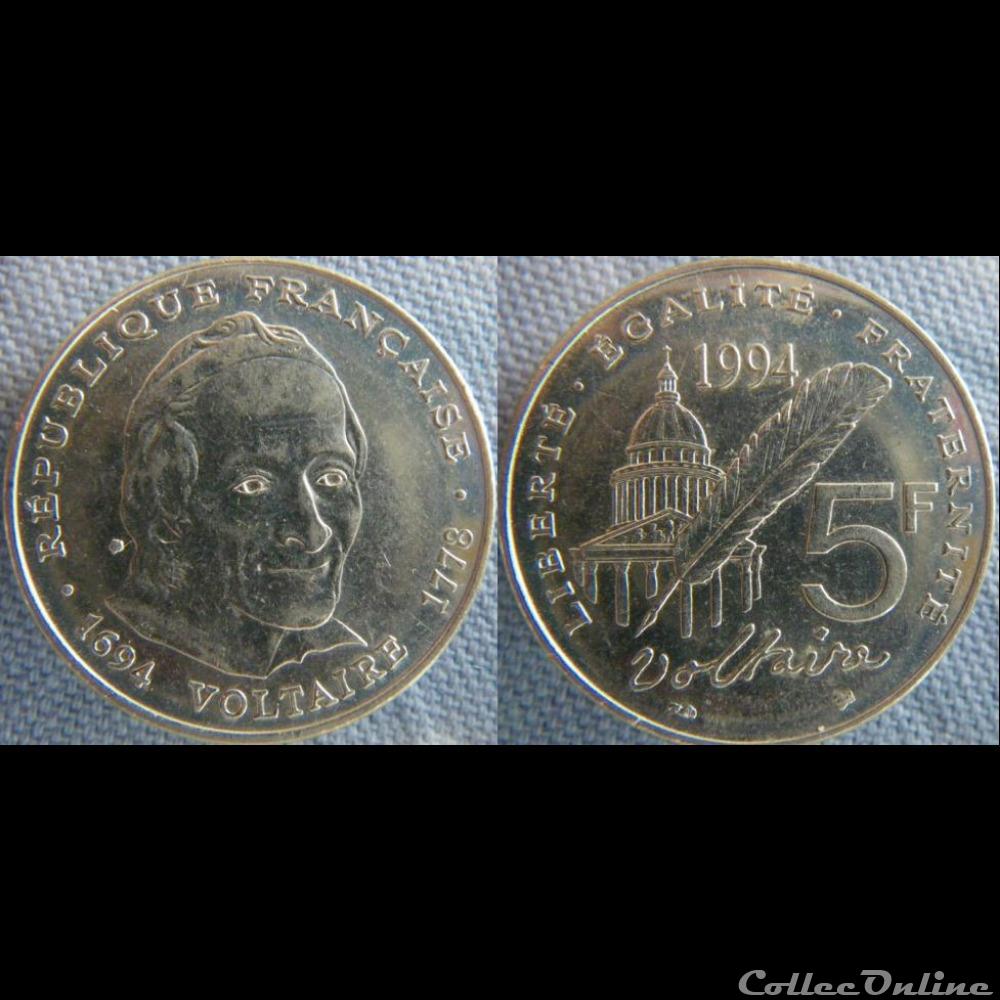 5 Francs 1994 Voltaire monnaie france moderne 5 francs 1994 voltaire