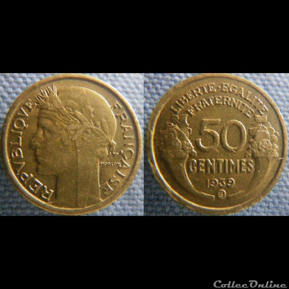 monnaie france moderne 50 centimes 1939 b