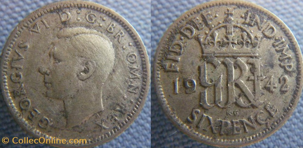 6 Pence 1942 monnaie monde royaume uni 6 pence 1942