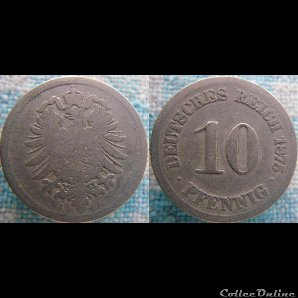 10 pfennig 1875 J monnaie monde allemagne 10 pfennig 1875 j