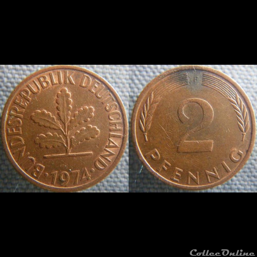 2 Pfennig 1974 F monnaie monde allemagne 2 pfennig 1974 f