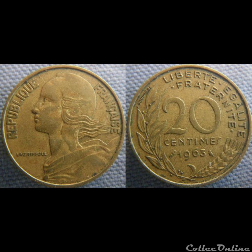 20 Centimes 1963 monnaie france moderne 20 centimes 1963