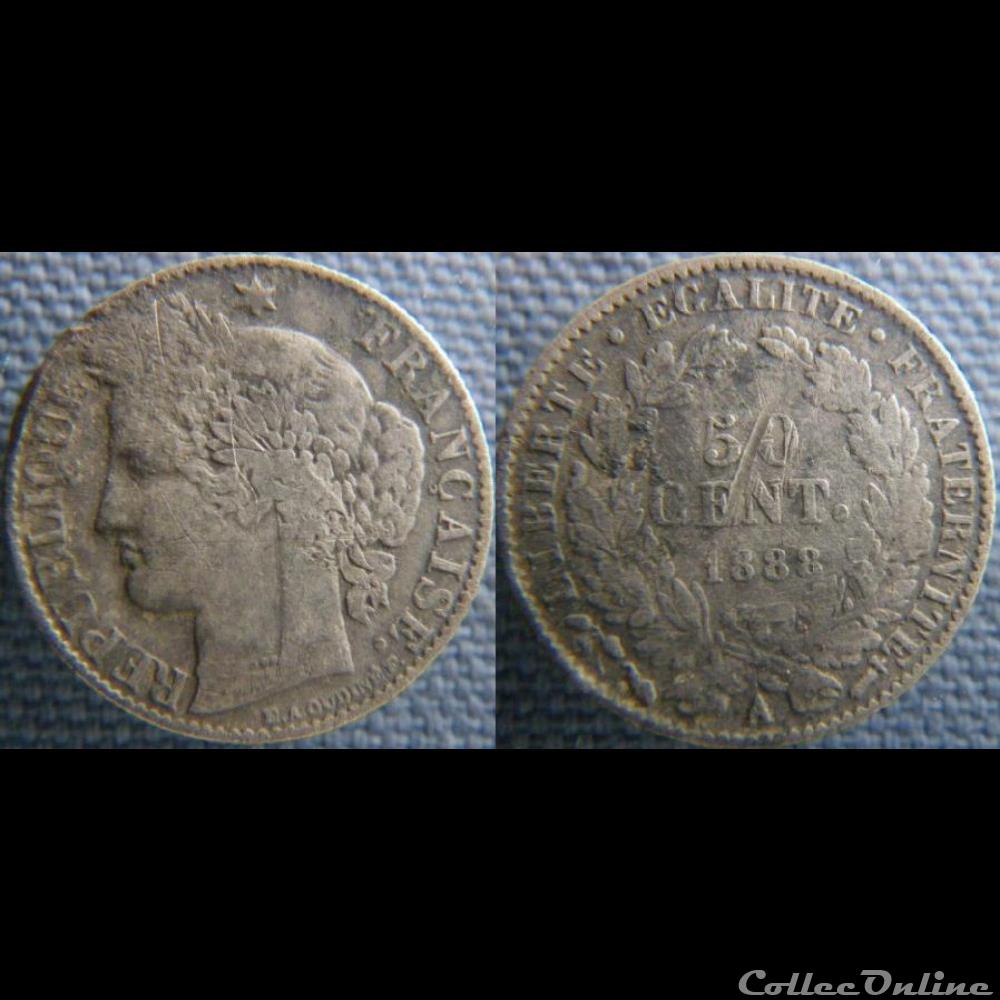 50 centimes 1888 A monnaie france moderne 50 centimes 1888 a
