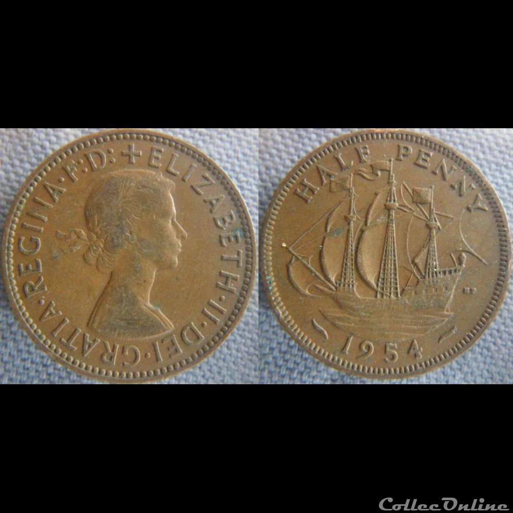 1/2 Penny 1954 monnaie monde royaume uni 1 2 penny 1954
