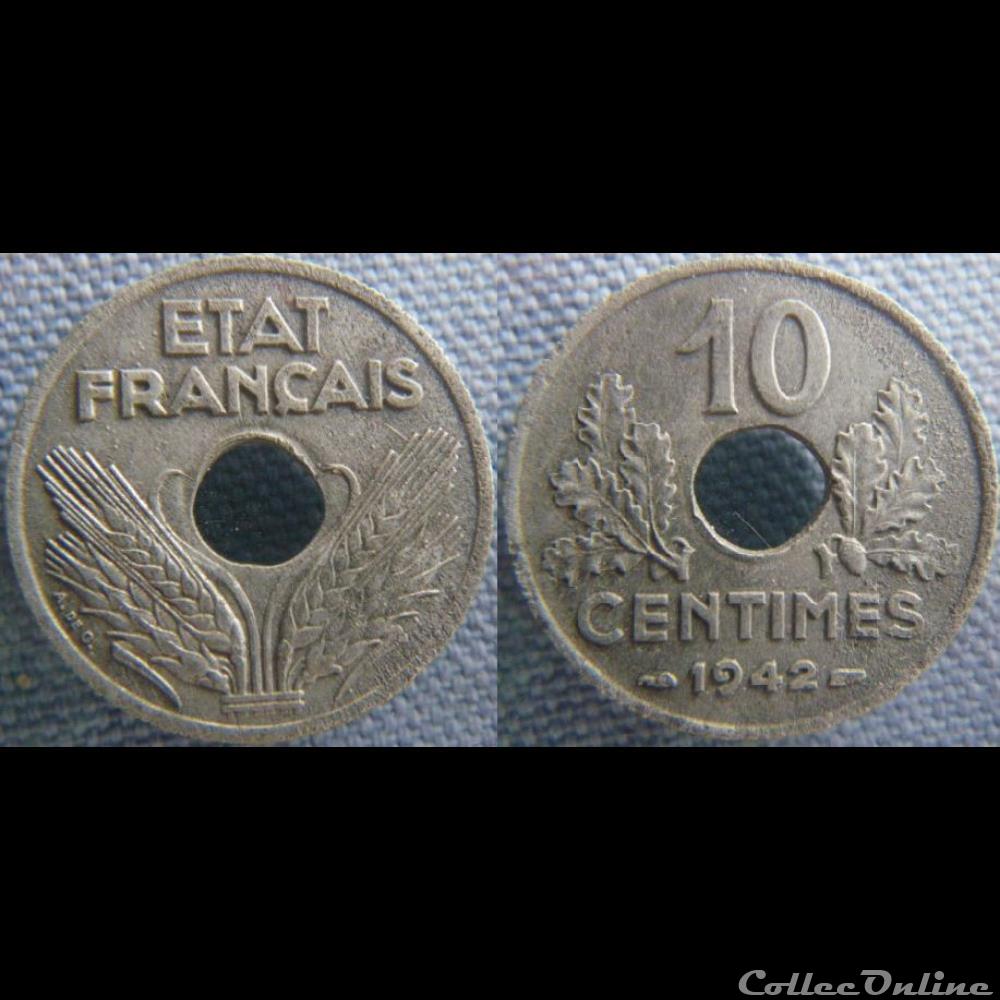 10 Centimes 1942 monnaie france moderne 10 centimes 1942