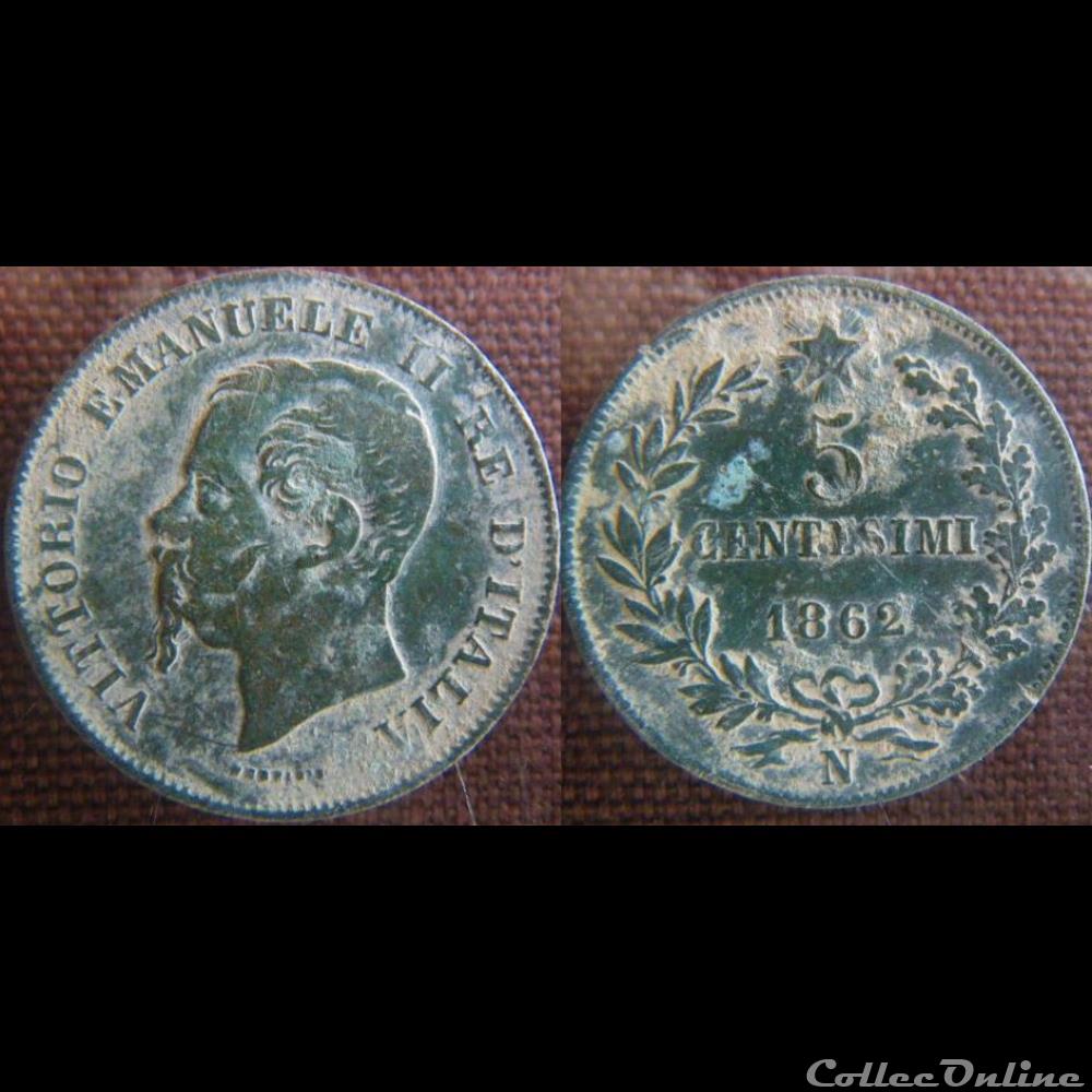 monnaie monde italie 5 centesimi 1862 n