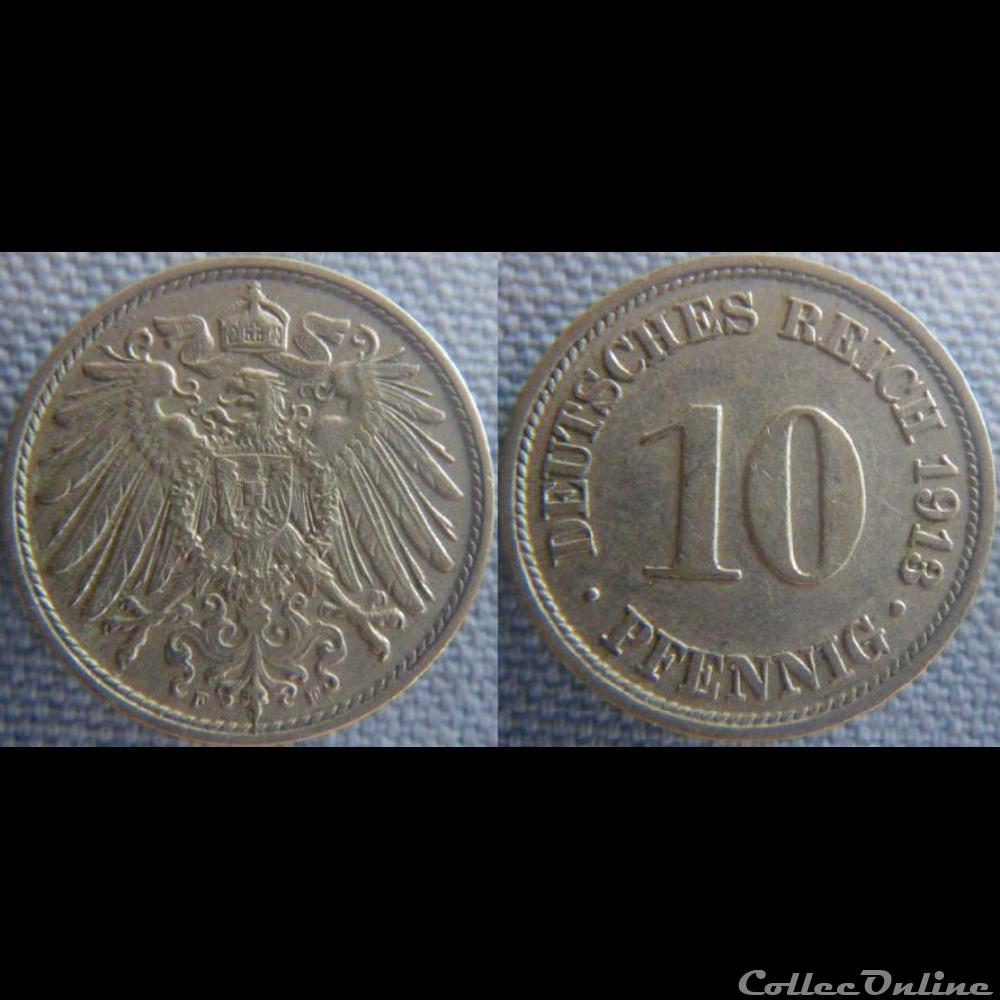 monnaie monde allemagne 10 pfennig 1913 f