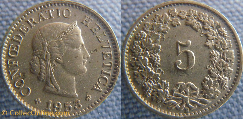 5 Rappen 1953 B monnaie monde suisse 5 rappen 1953 b