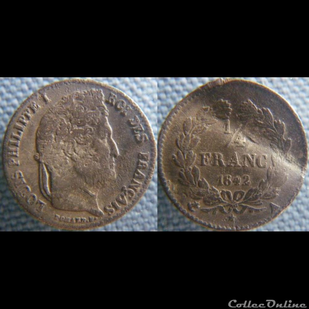 Quart de Franc 1842 A monnaie france moderne quart de franc 1842 a