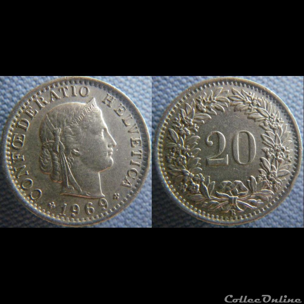 20 Rappen 1969 B monnaie monde suisse 20 rappen 1969 b