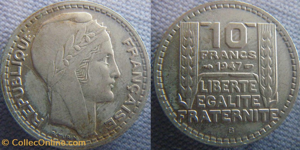 10 Francs 1947 B Grosse tête monnaies france modernes 10 francs 1947 b grosse tete