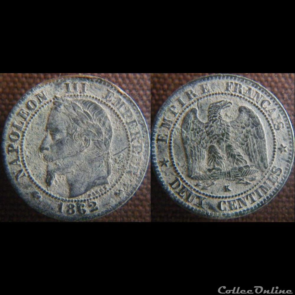 monnaie france moderne 2 centimes 1862 k