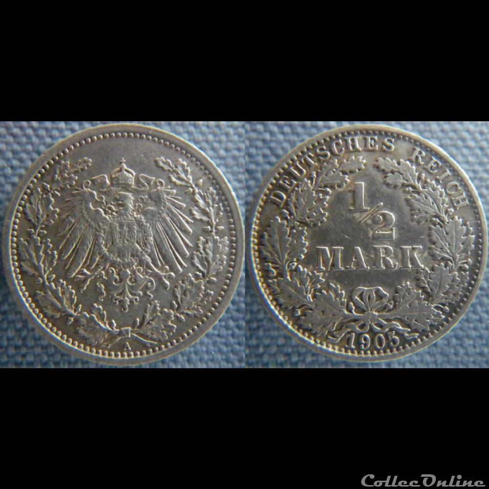1/2 mark 1905 A monnaie monde allemagne 1 2 mark 1905 a