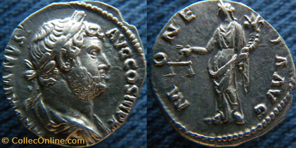 Hadrien denier monnaies antiquite av jc ap romaines republicaines imperiales hadrien denier