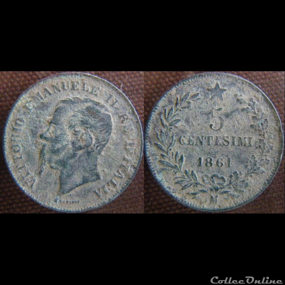 monnaie monde italie 5 centesimi 1861 m