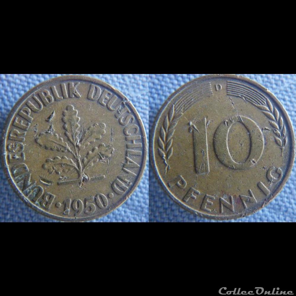 10 Pfennig 1950 D monnaie monde allemagne 10 pfennig 1950 d