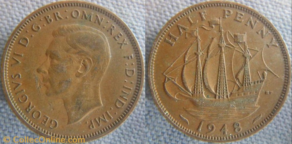 monnaie monde royaume uni 1 2 penny 1948