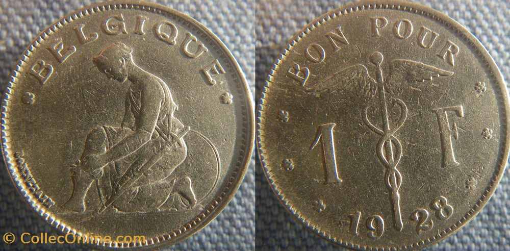monnaie monde belgique 1 franc 1928 fr