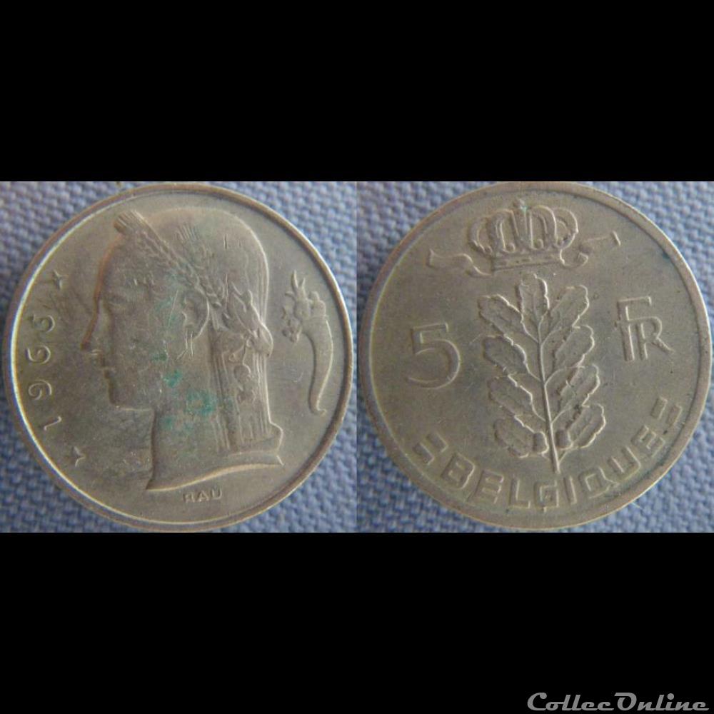 monnaie monde belgique 5 francs 1966 fr