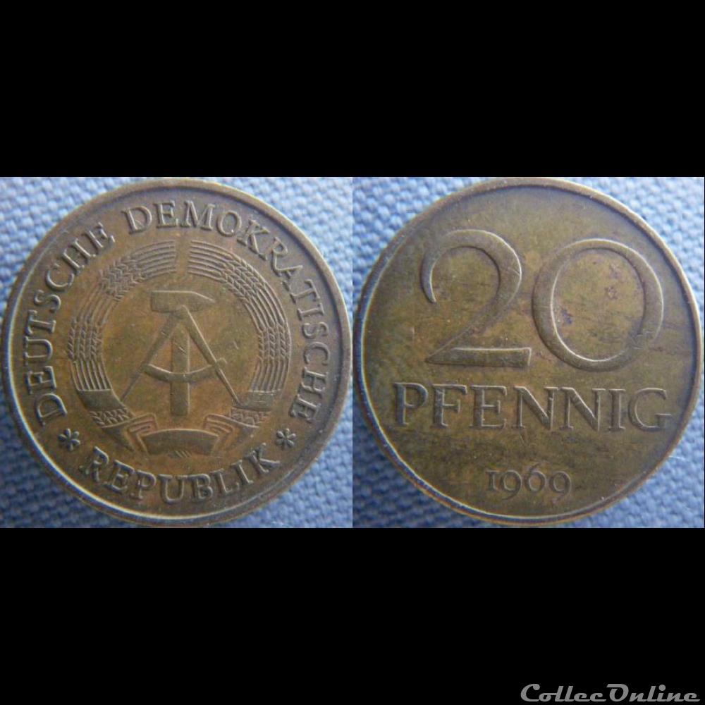 20 pfennig 1969 RDA monnaie monde allemagne 20 pfennig 1969 rda